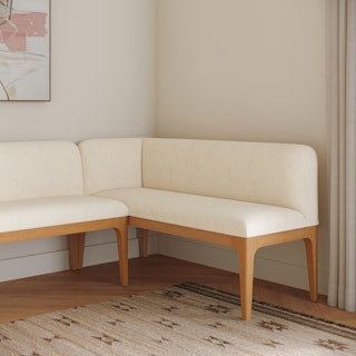 Rosin 56.75" Left Corner Banquette - Oak and Sand Ivory