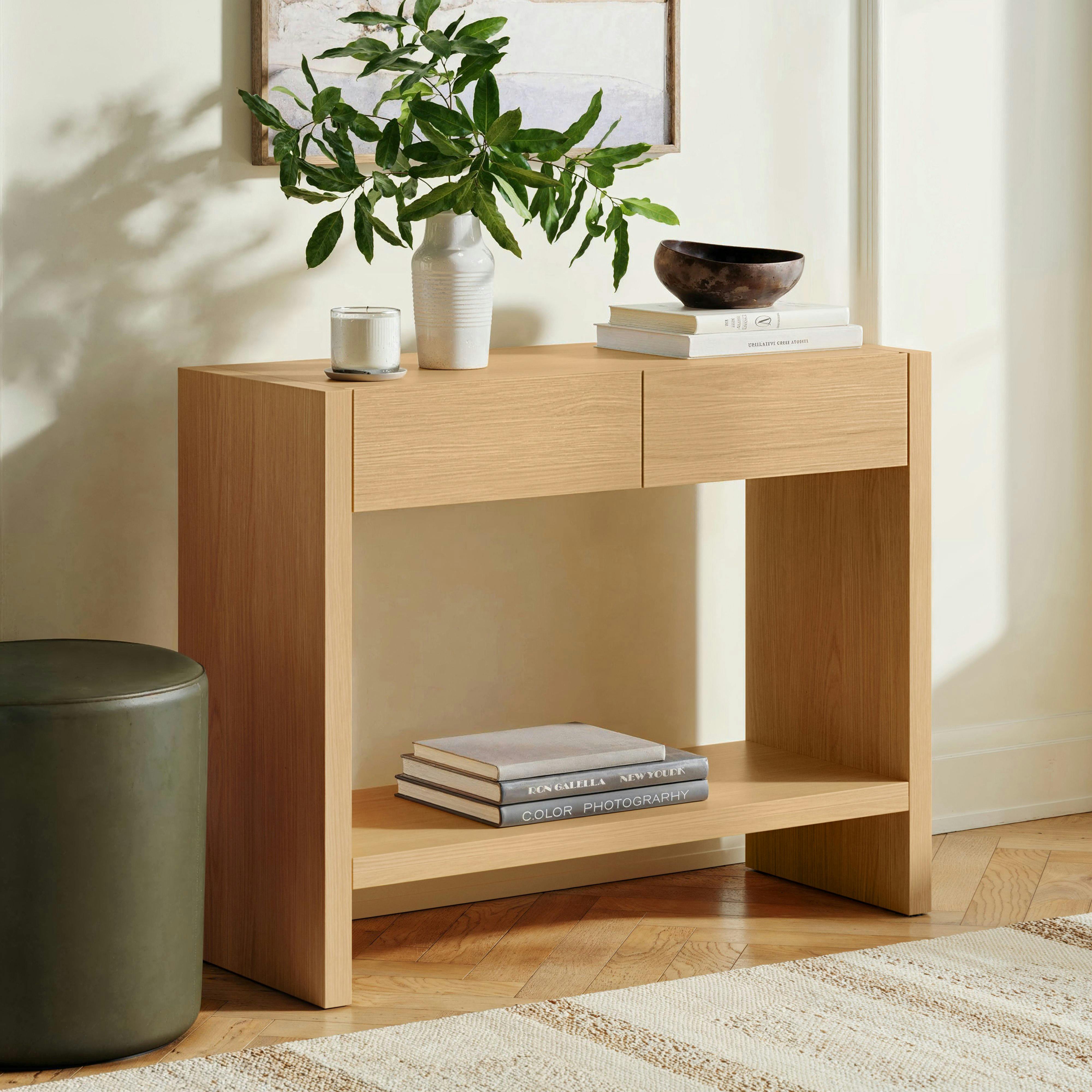 Leif White Oak Wood 2-Drawer Storage Console | Article