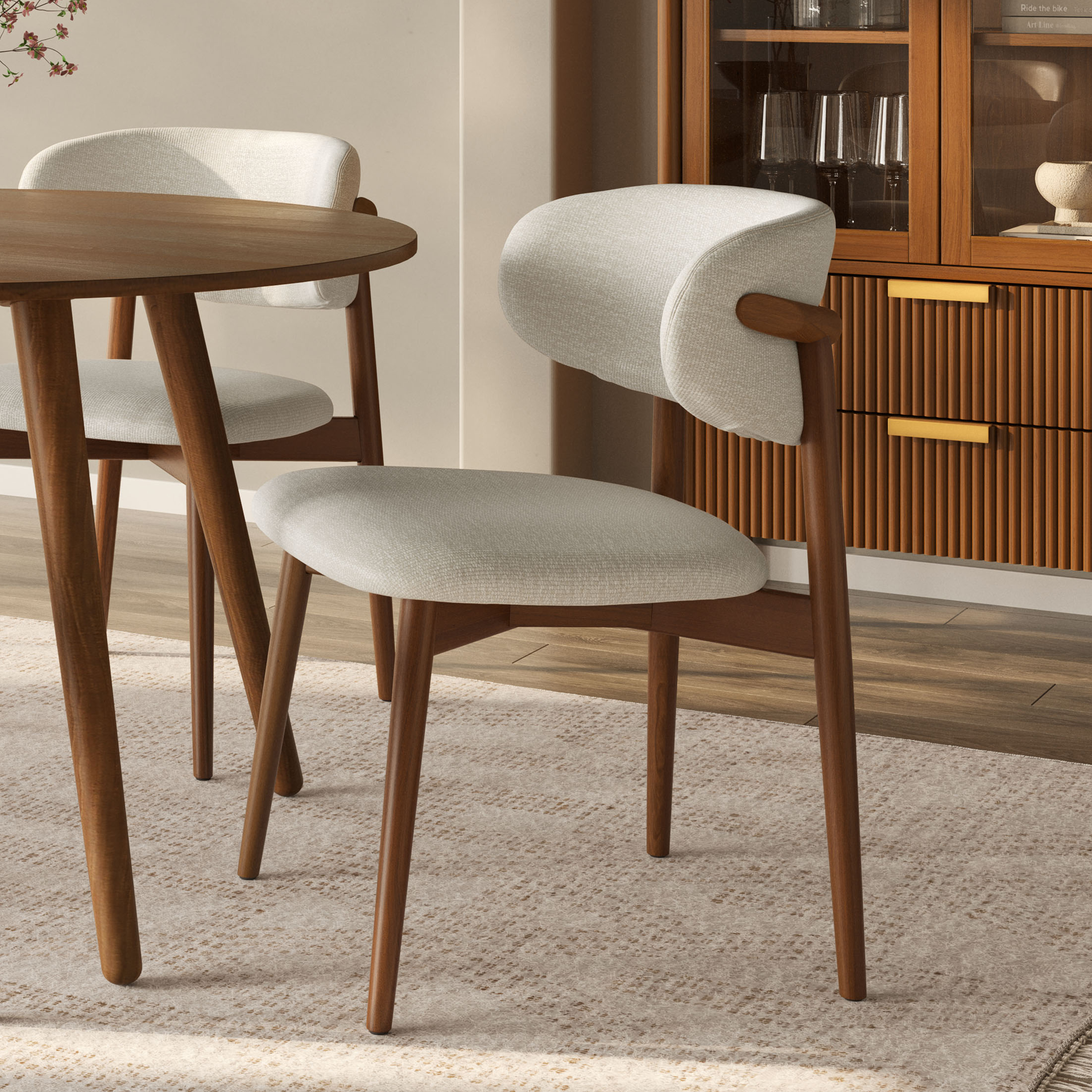 【良品】Hommage Dining Chair Odin Walnut and Camelia Ivory Dining Chair | Article