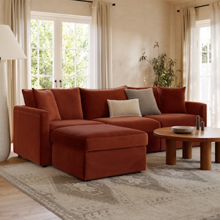 Lenae 104.5" Velvet Reversible Modular Sectional - Hale Rust