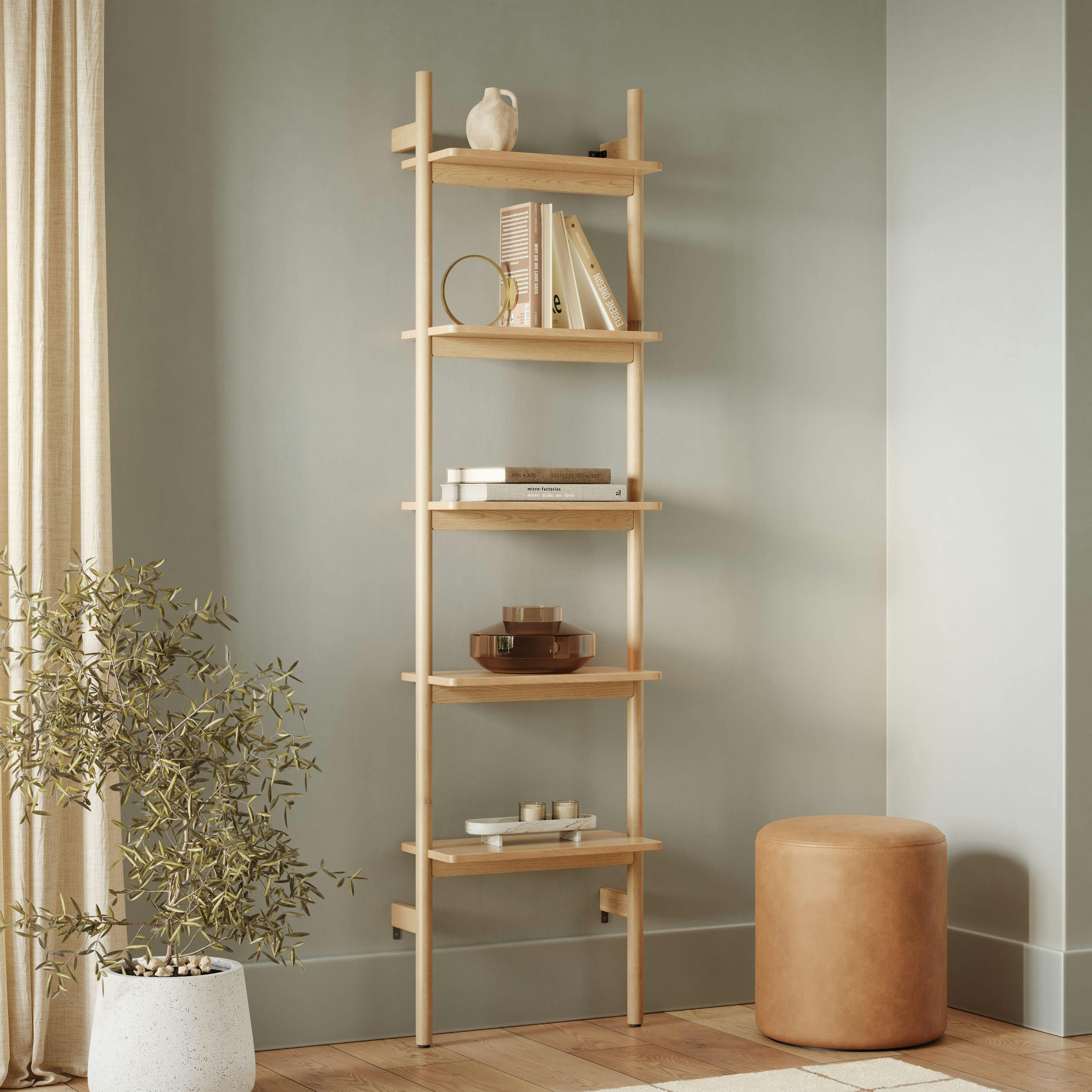 Heidi 21" Modular Shelving Unit, Narrow - White Oak
