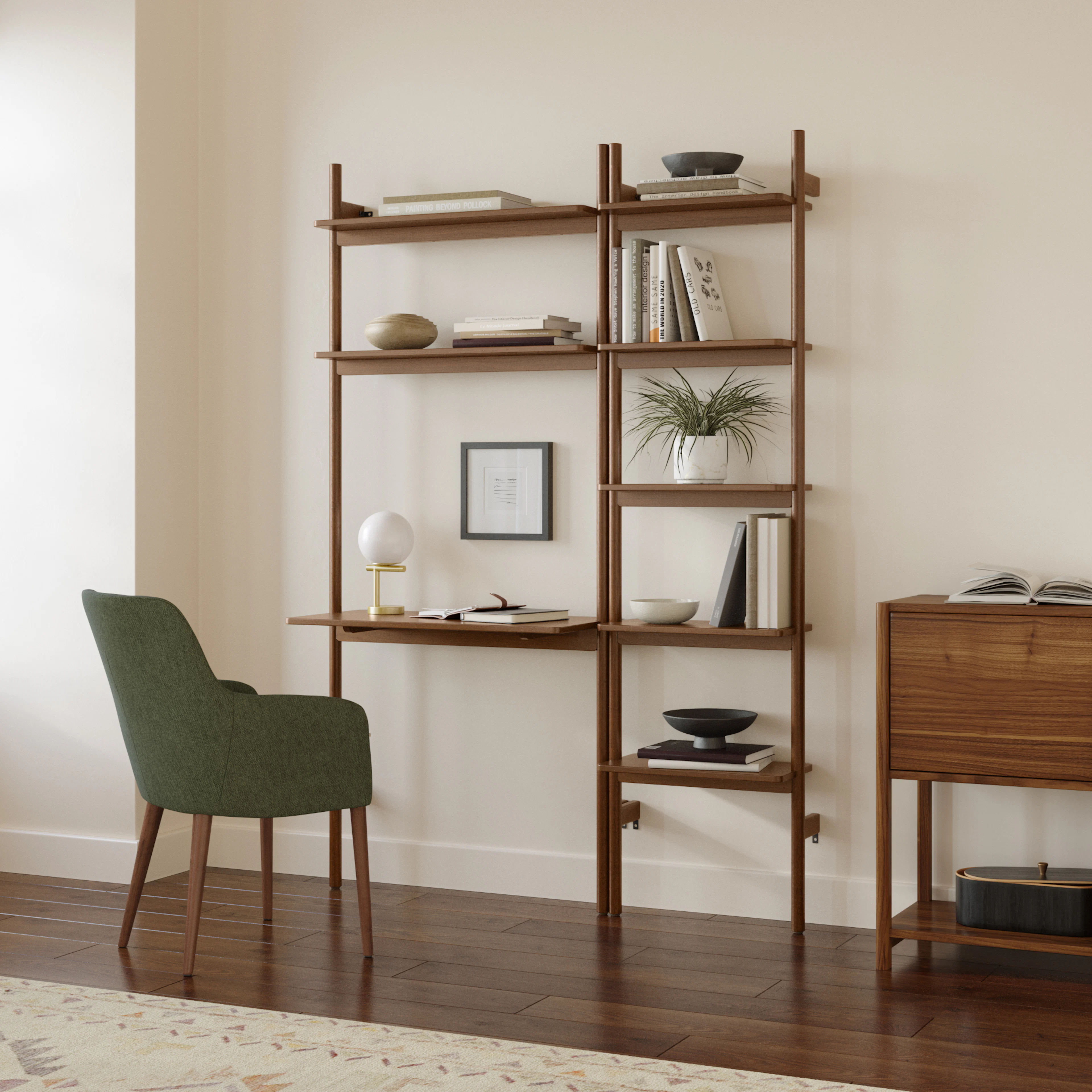 Heidi 21" Modular Shelving Unit, Narrow - Walnut