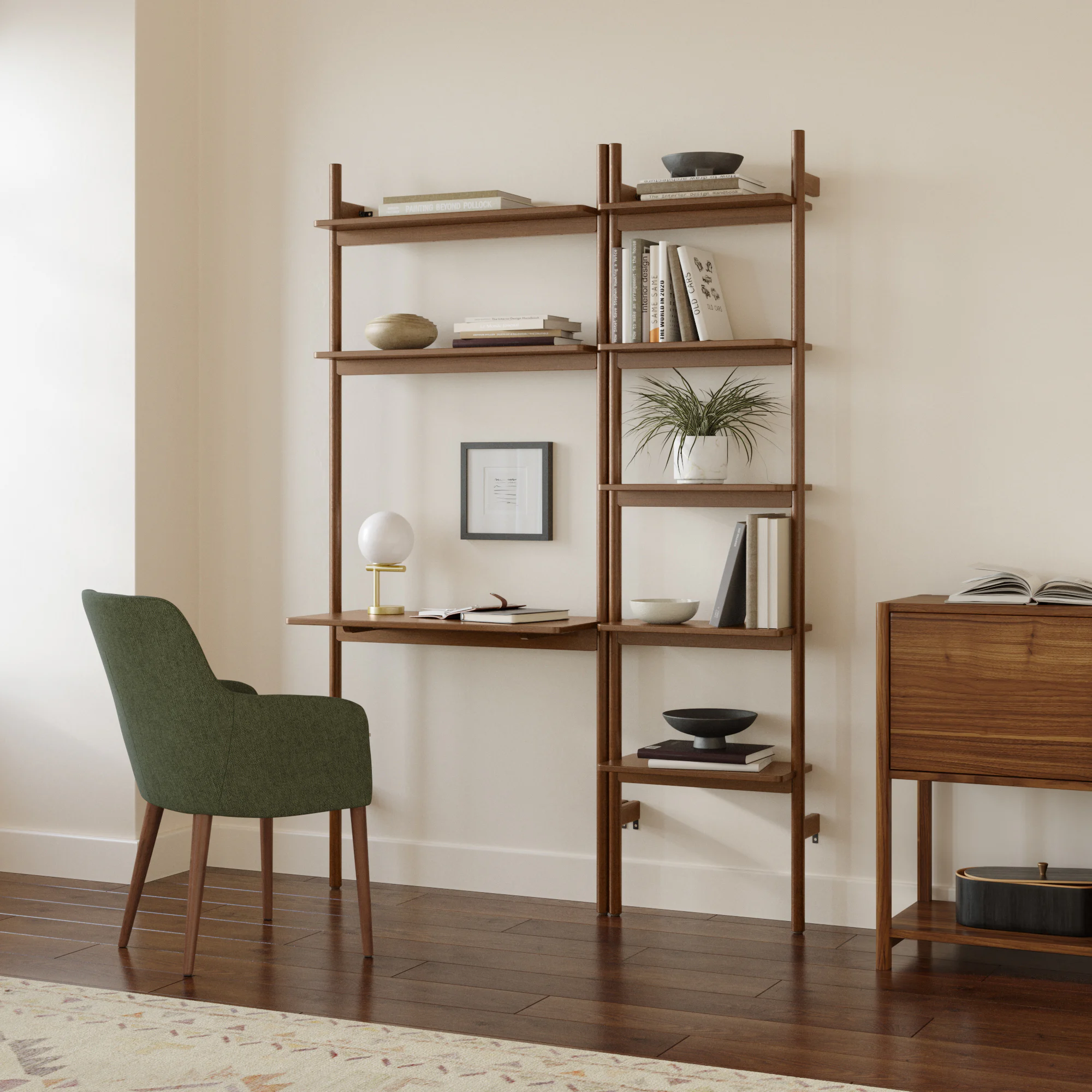 Heidi 21" Modular Shelving Unit, Narrow - Walnut