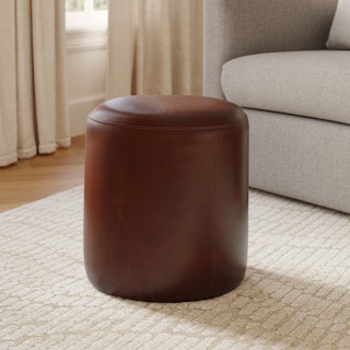 Cilo 16" Leather Ottoman - Indiana Brown