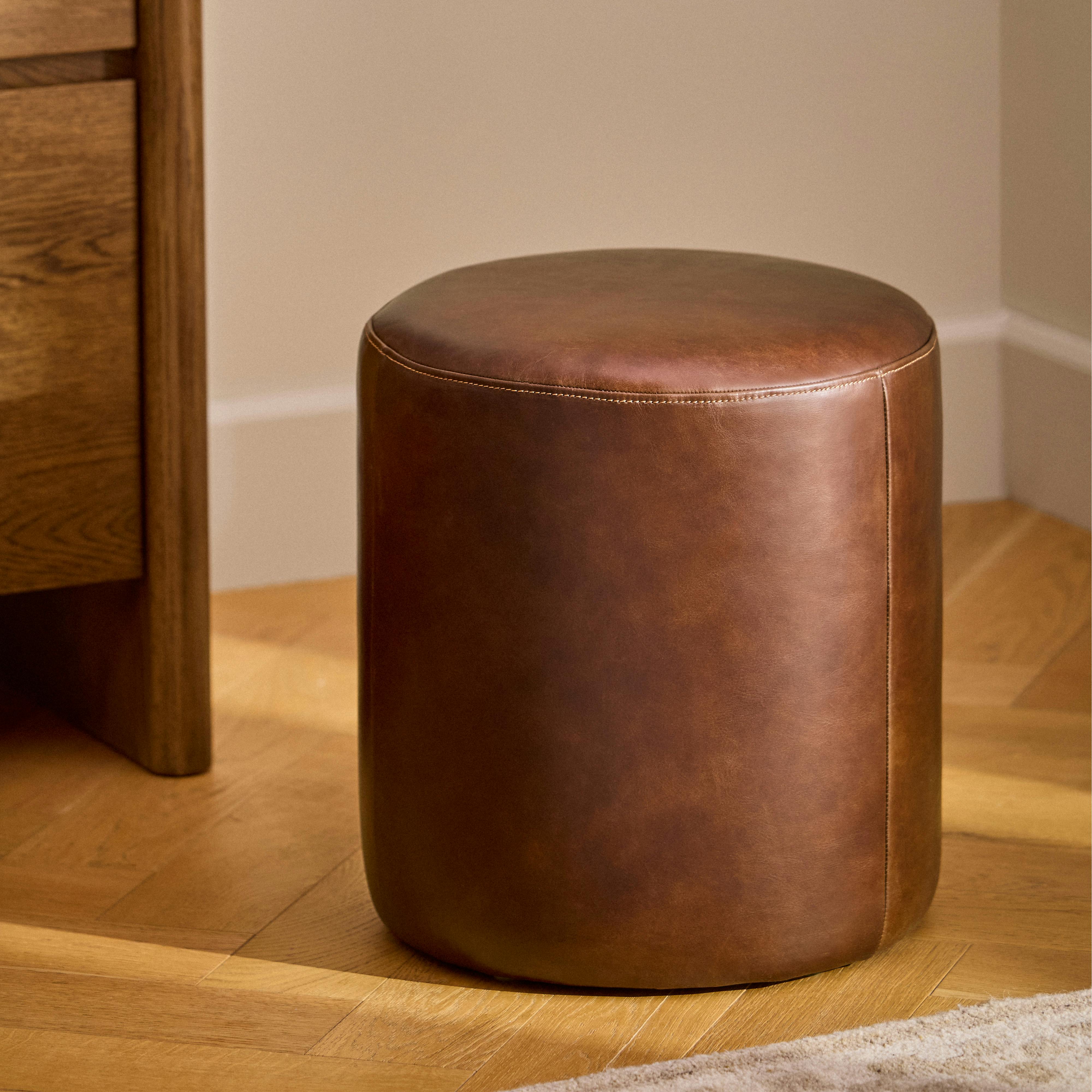 Cilo Indiana Brown Leather Ottoman | Article