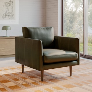 Burrard 32" Leather Lounge Chair - Charme Green