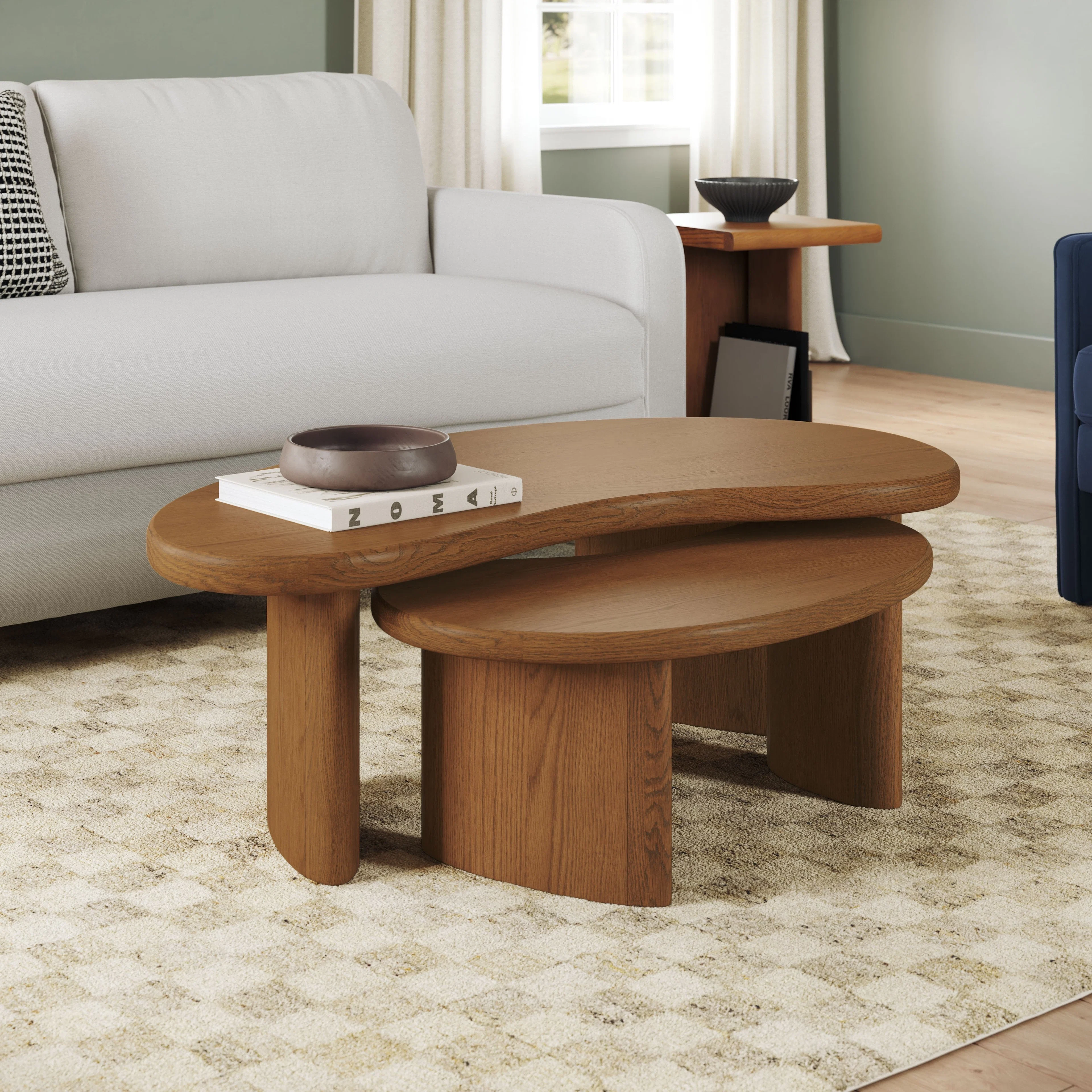 Neah 49" Nesting Coffee Table Set - Smoked Oak
