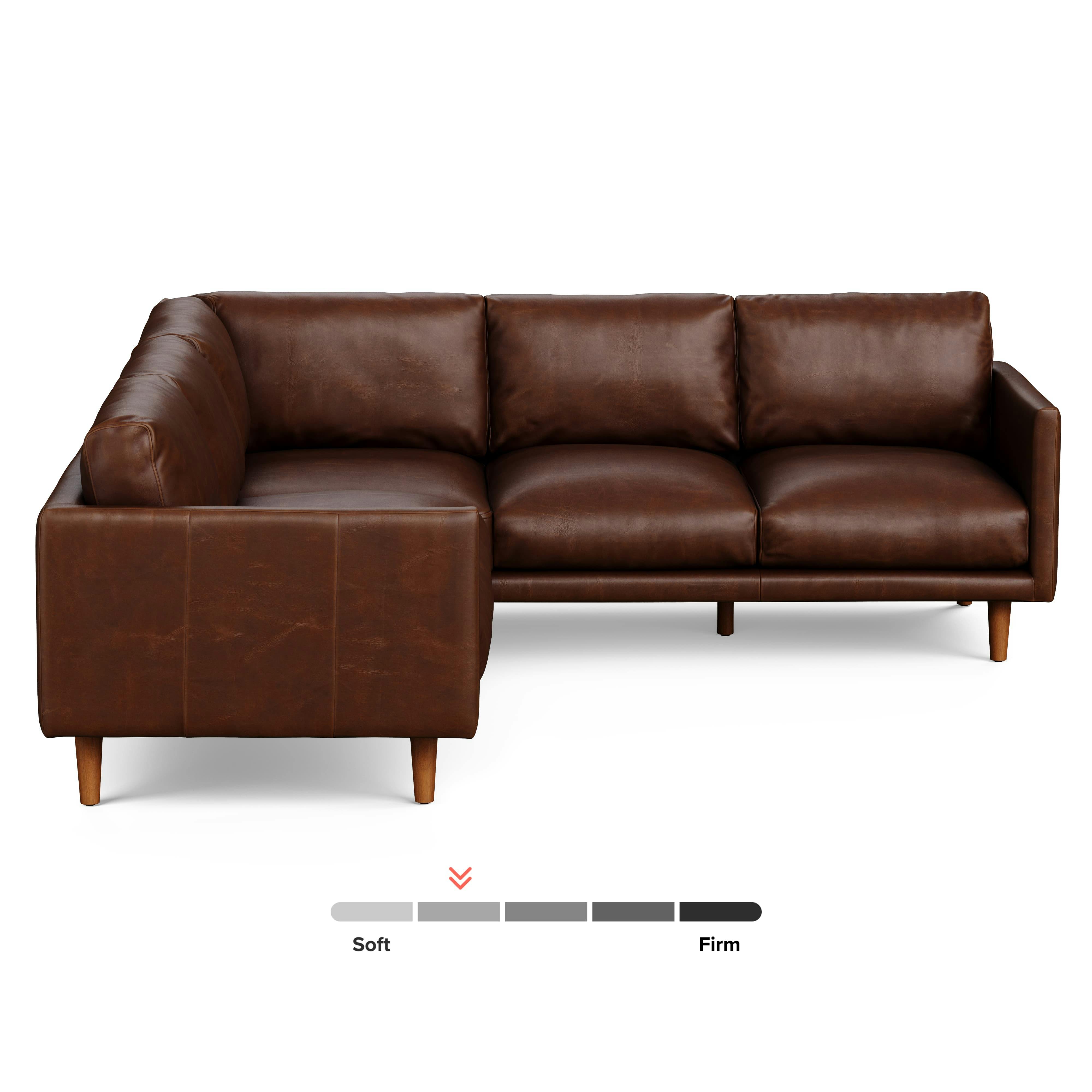 Nirvana Indiana Brown Corner Leather Industrial Sectional Sofa