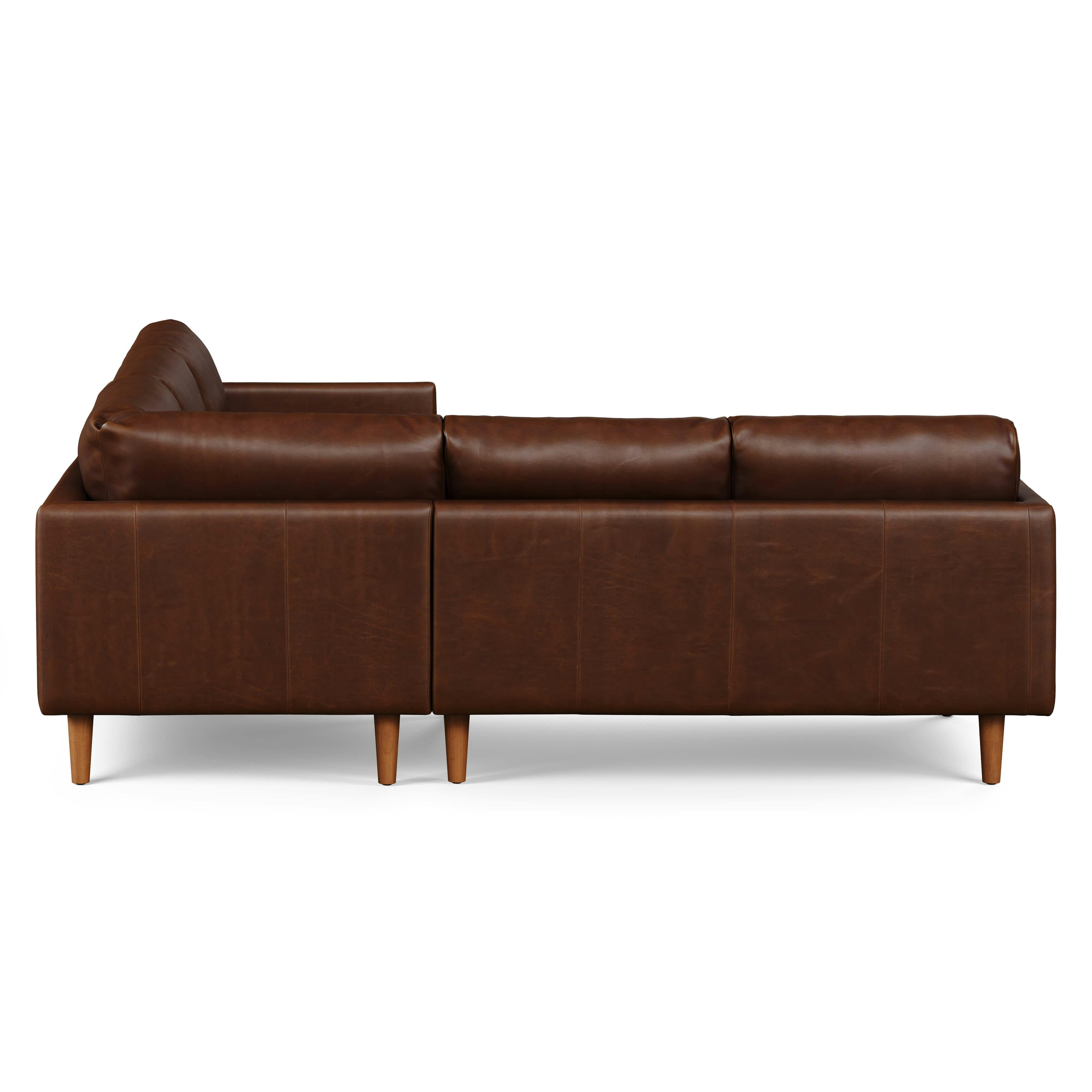 Nirvana Indiana Brown Corner Leather Industrial Sectional Sofa