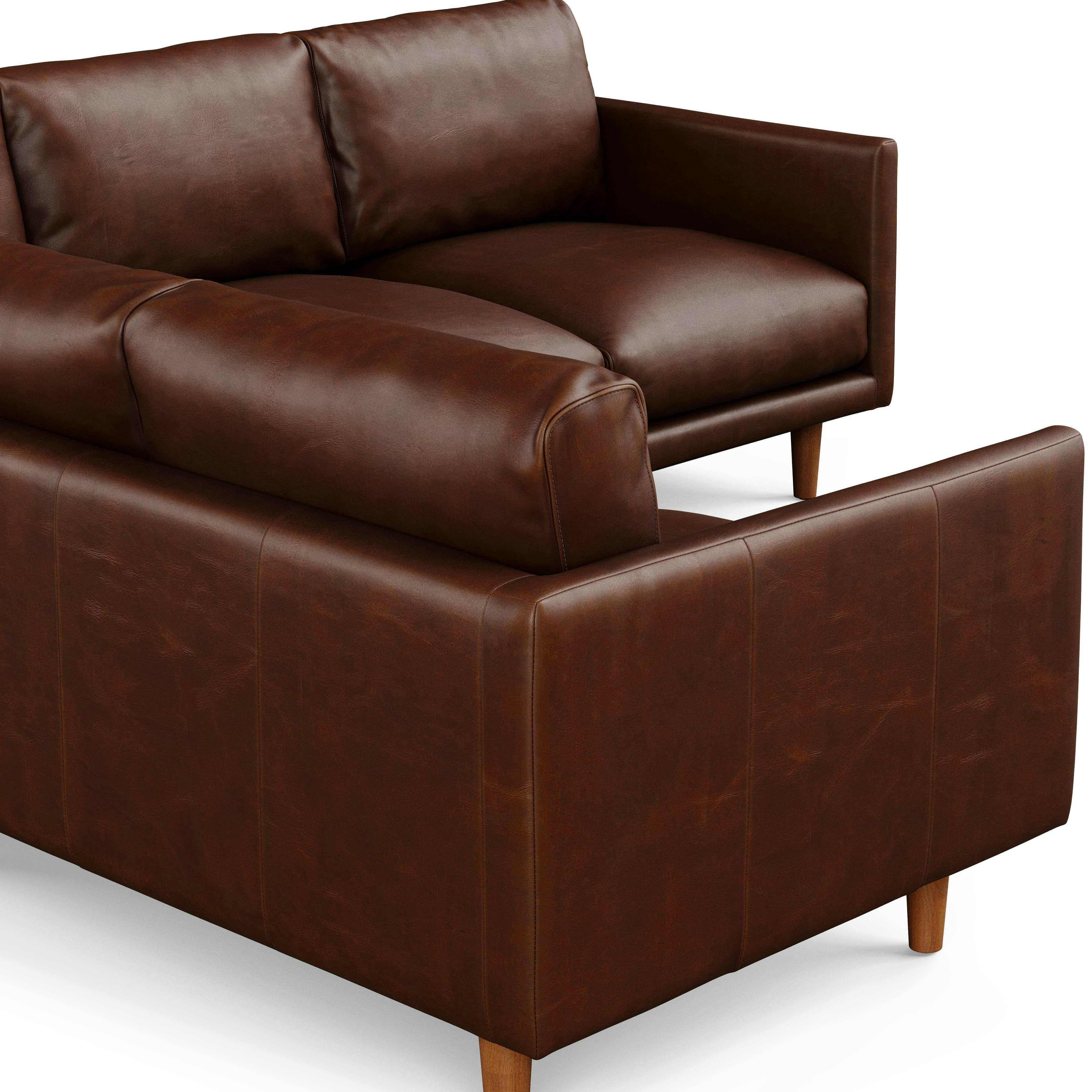 Nirvana Indiana Brown Corner Leather Industrial Sectional Sofa