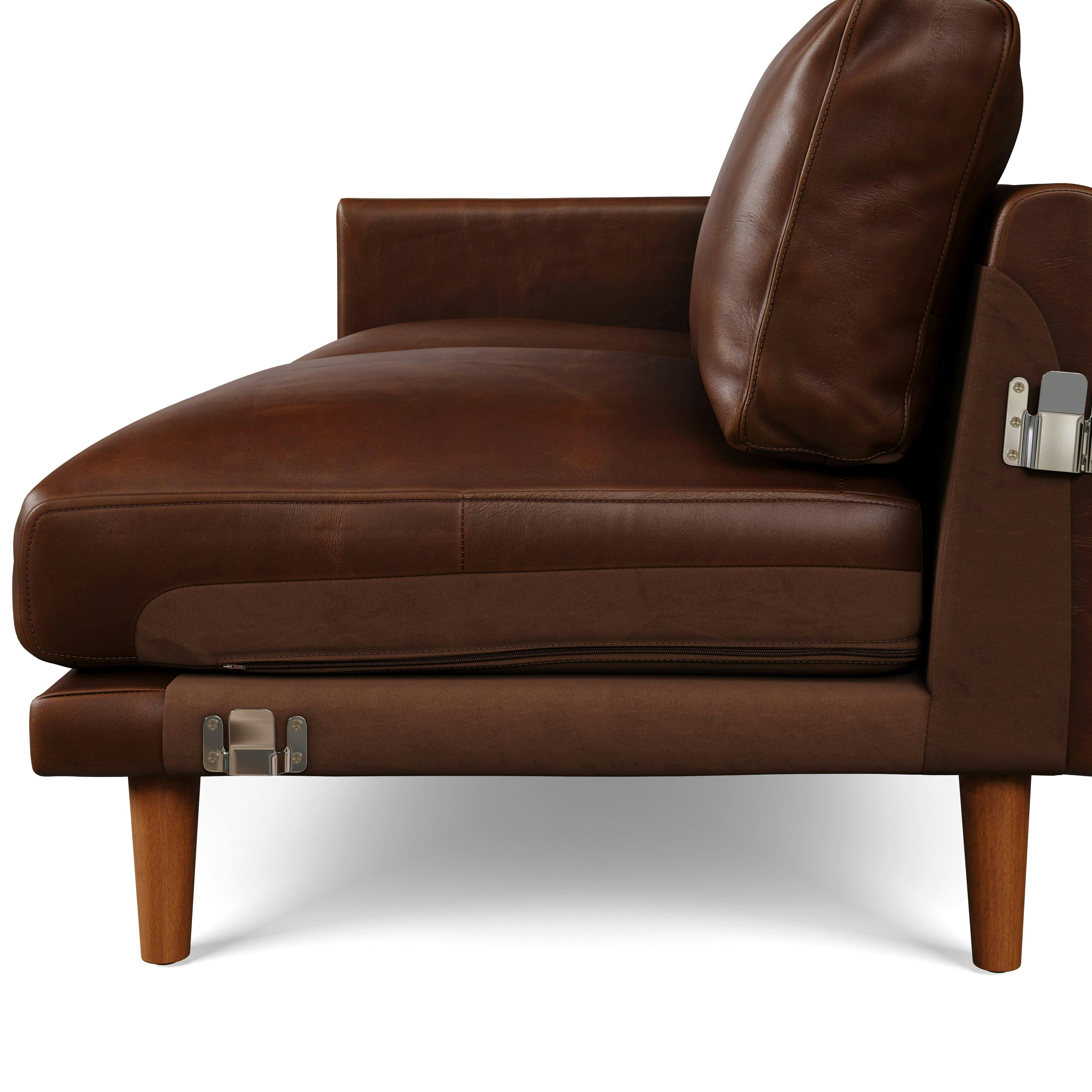 ナーバナページ Nirvana Indiana Brown Corner Leather Industrial Sectional Sofa