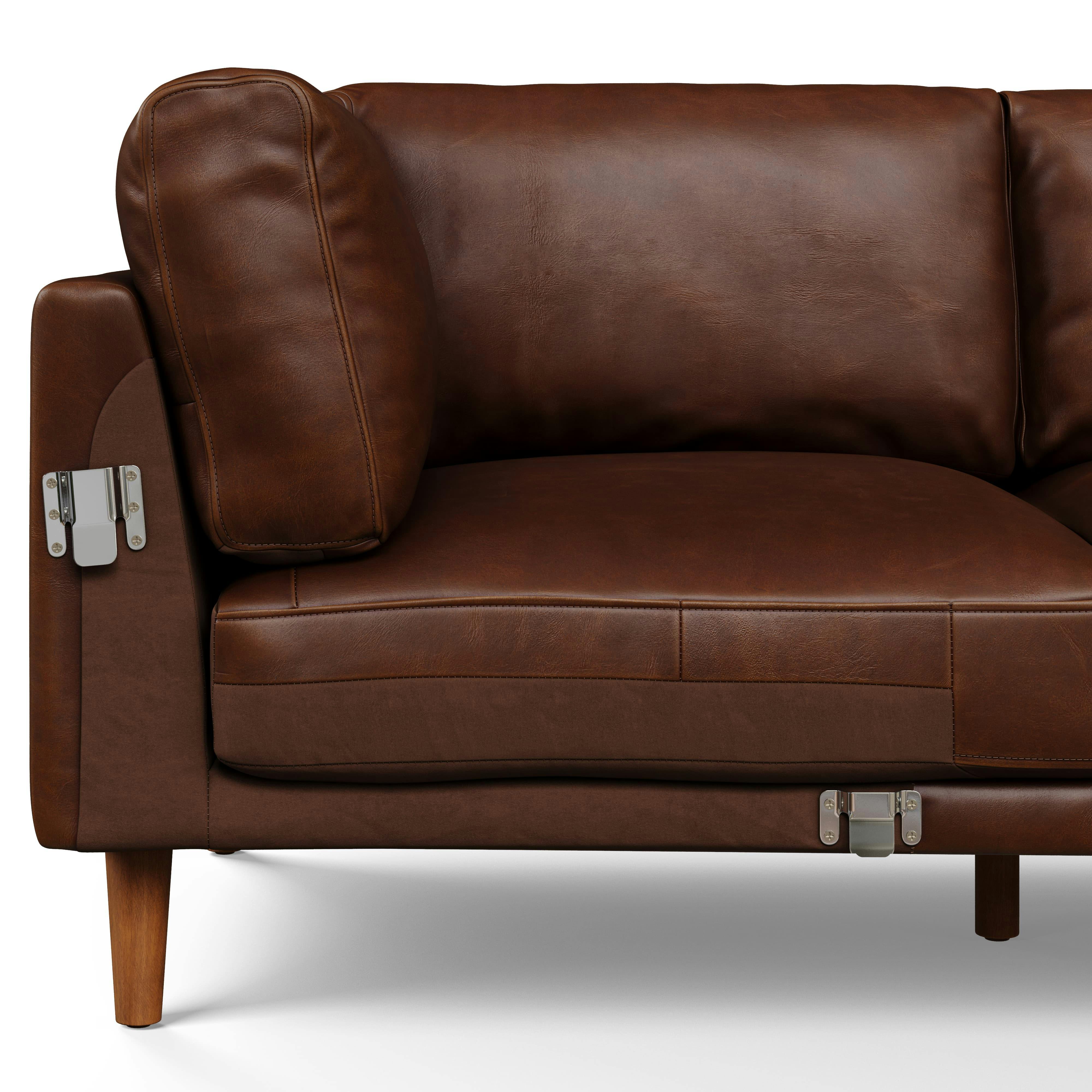 Nirvana Indiana Brown Corner Leather Industrial Sectional Sofa