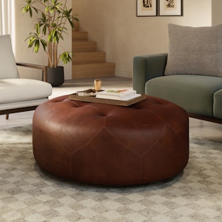 Timpani 41" Leather Ottoman - Indiana Brown