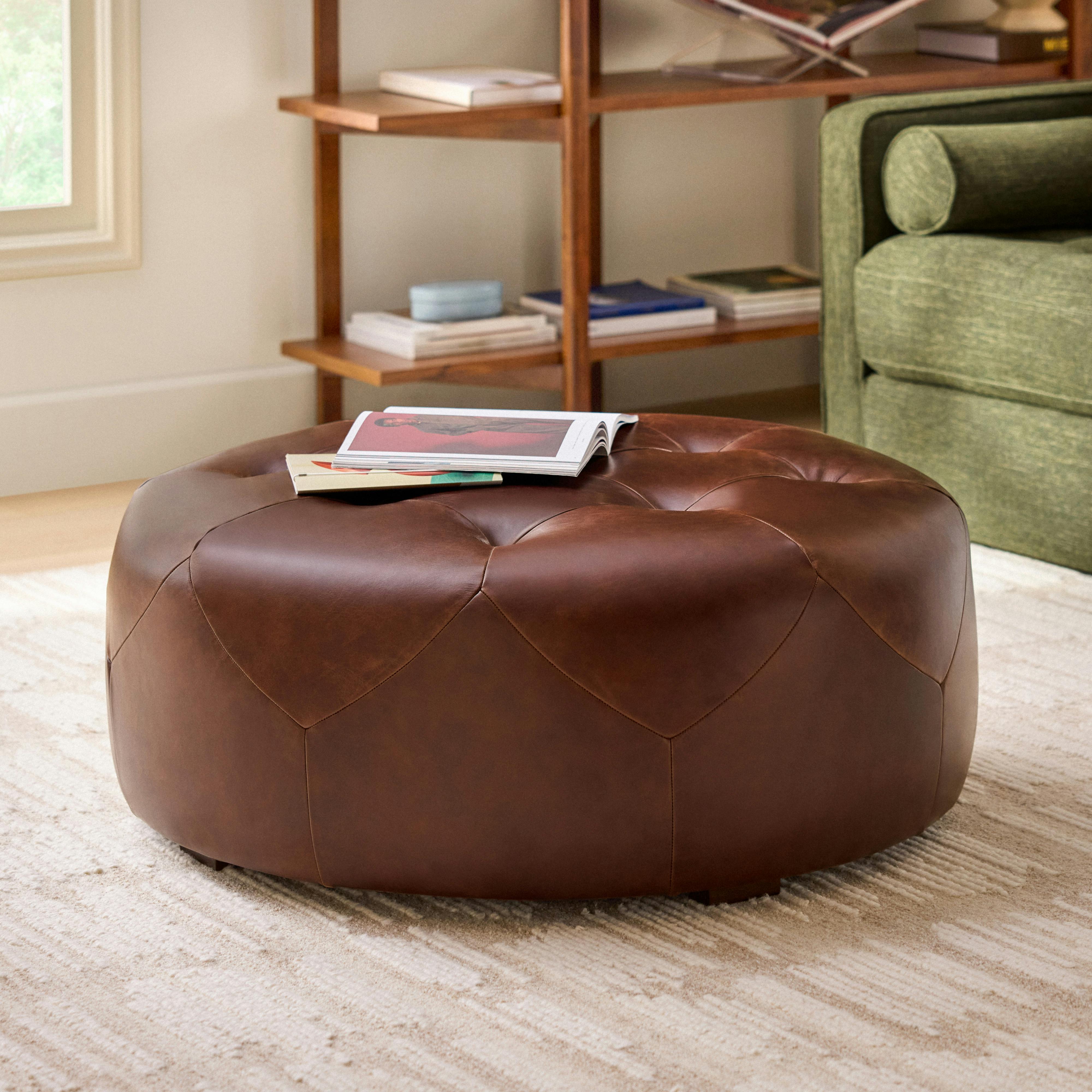Timpani 41" Leather Ottoman - Indiana Brown by Article