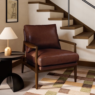 Bavel 28.5" Leather Lounge Chair - Indiana Brown