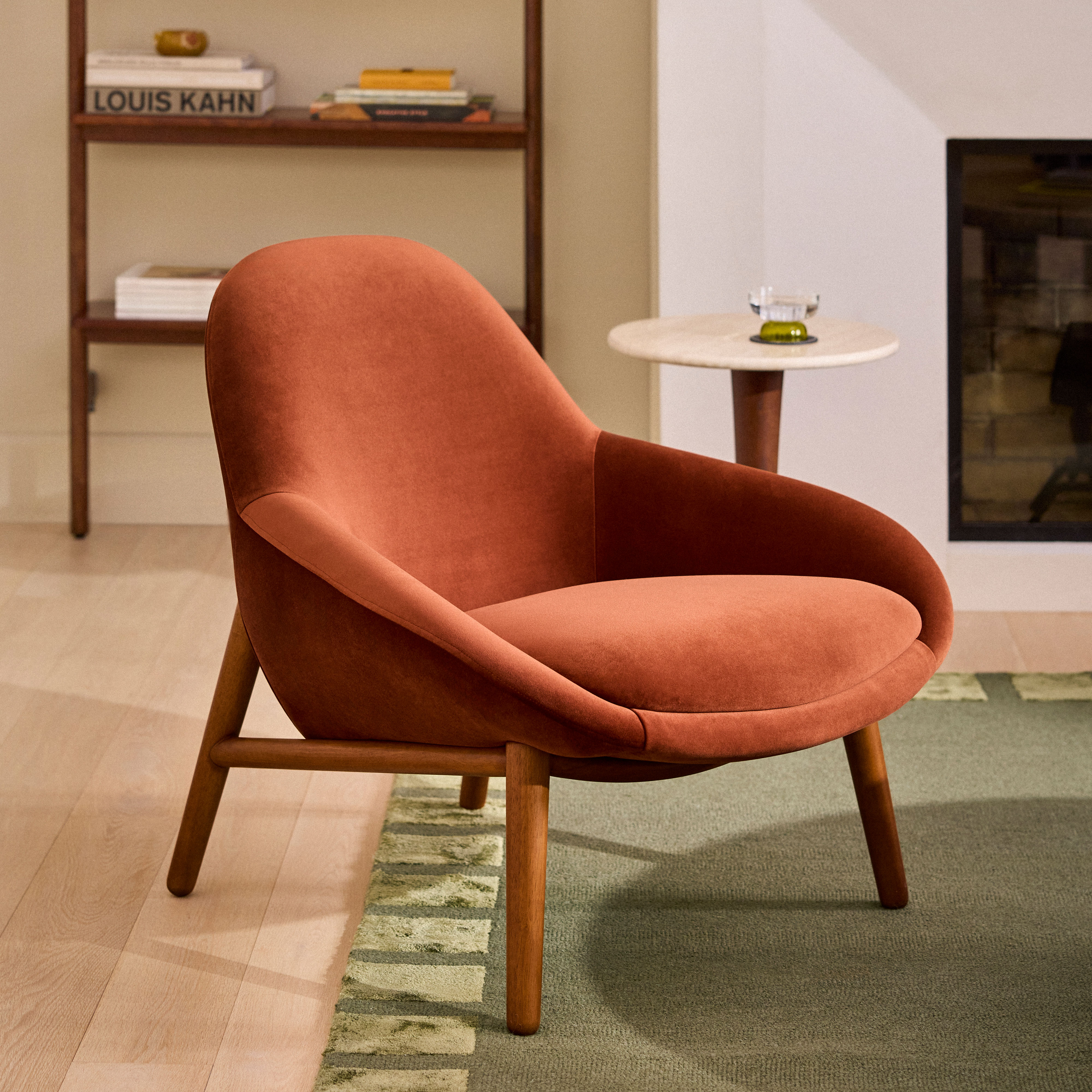 Sunny Hale Rust Velvet Low Lounge Chair | Article