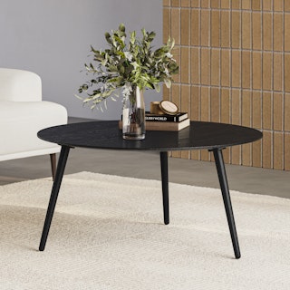 Amoeba 35.5" Round Coffee Table - Black Ash