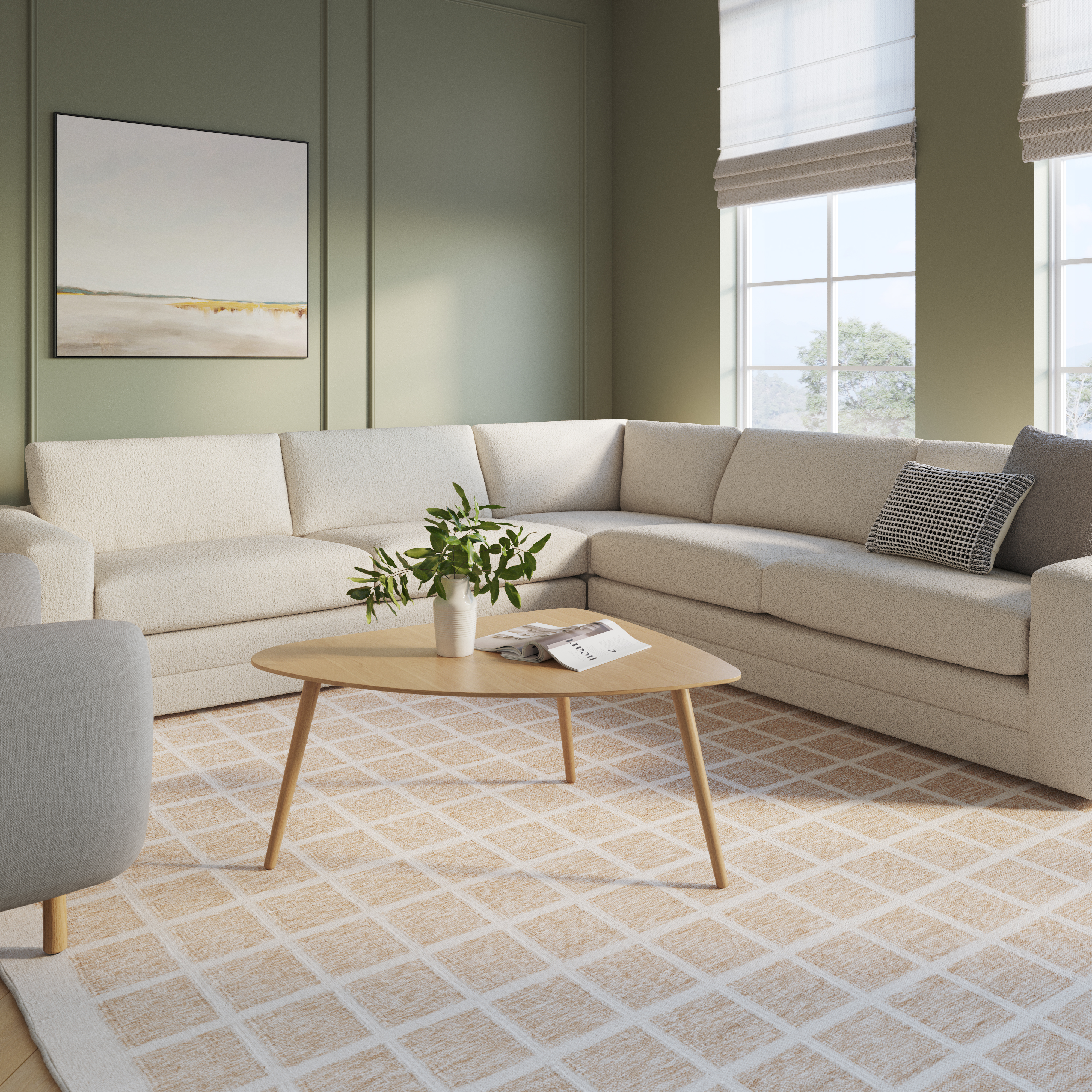 Amoeba 35.5” Round Coffee Table - White Oak - Thumbnail 5