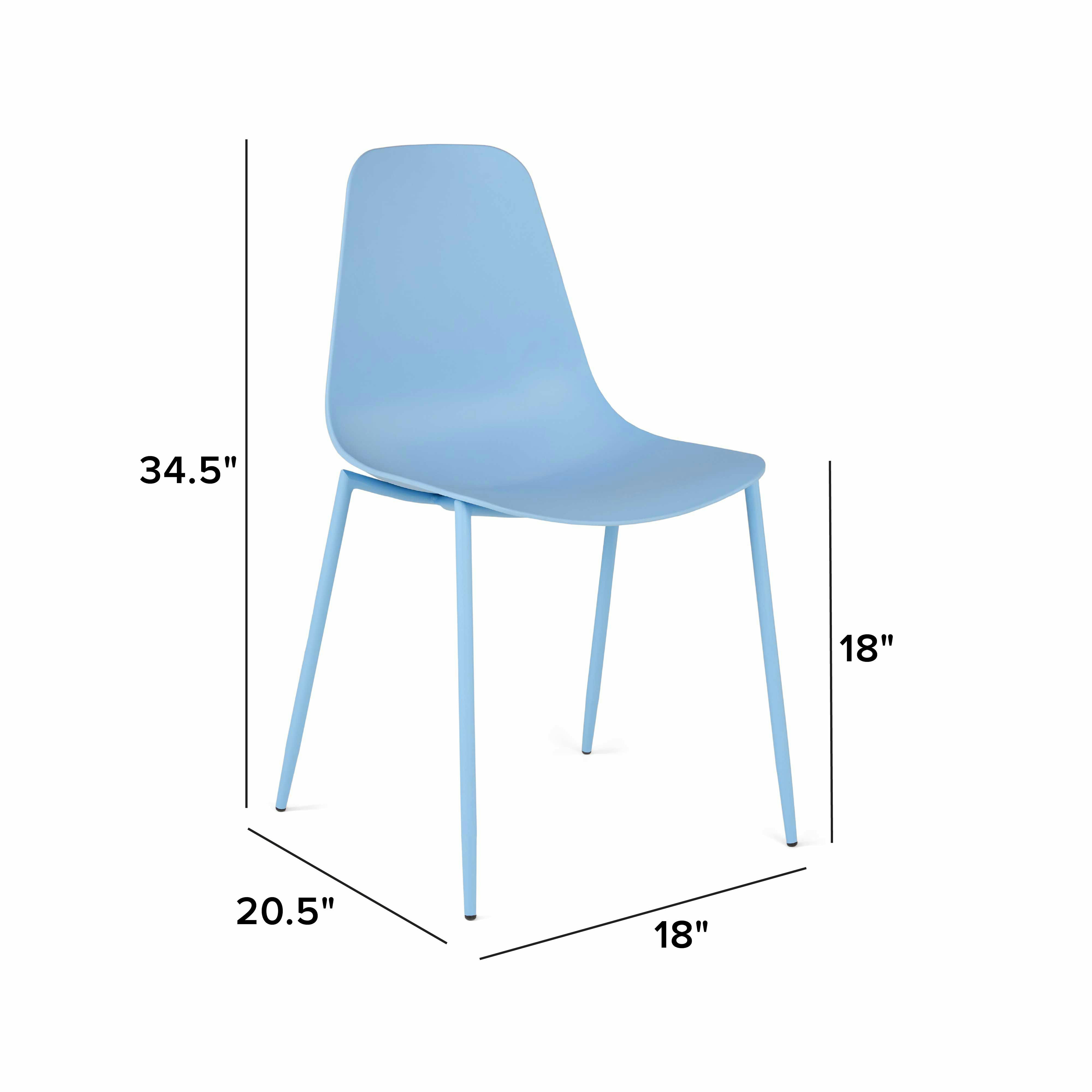 Light Blue Polypropylene Armless Dining Chair | Svelti | Article