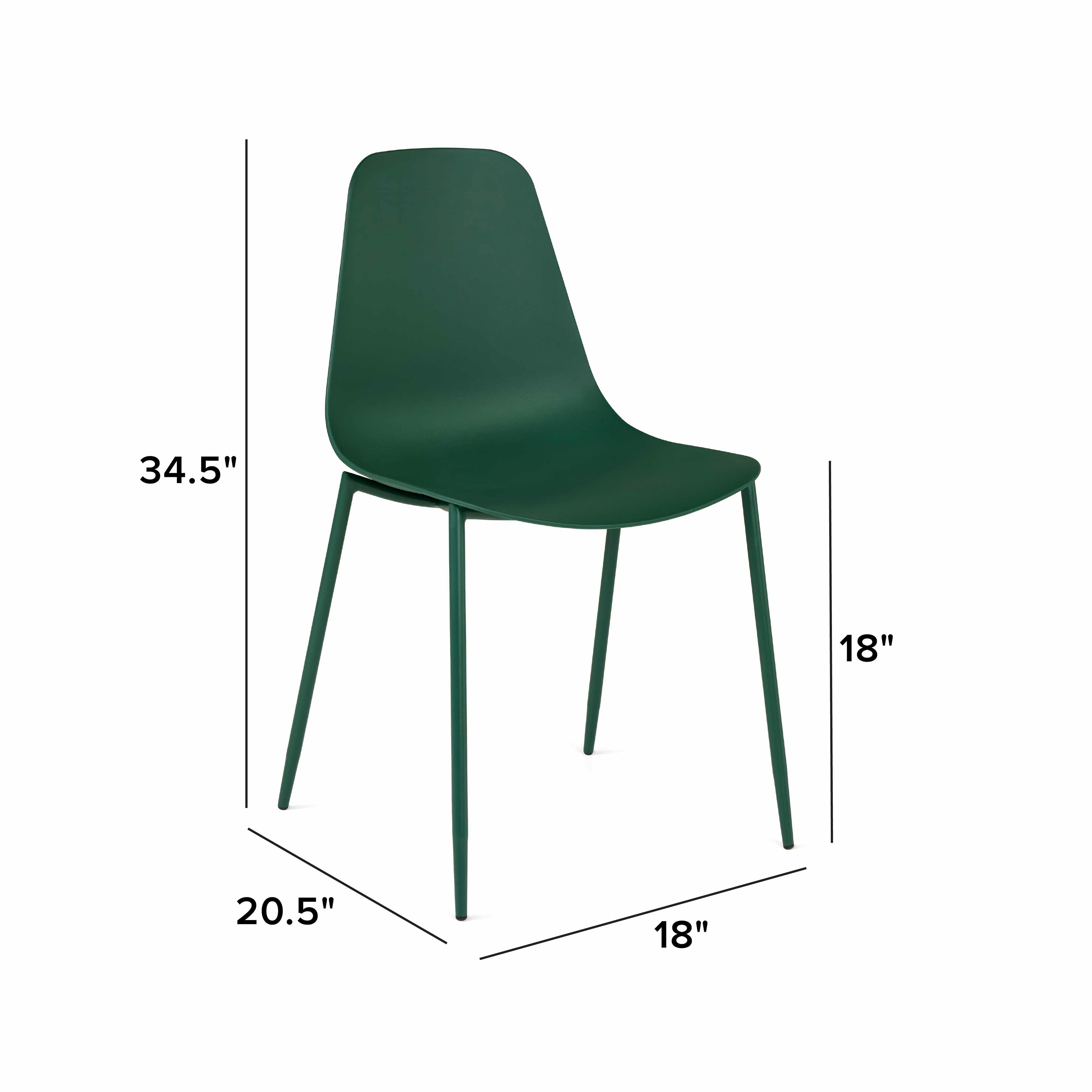 Dark Green Polypropylene Armless Dining Chair | Svelti | Article