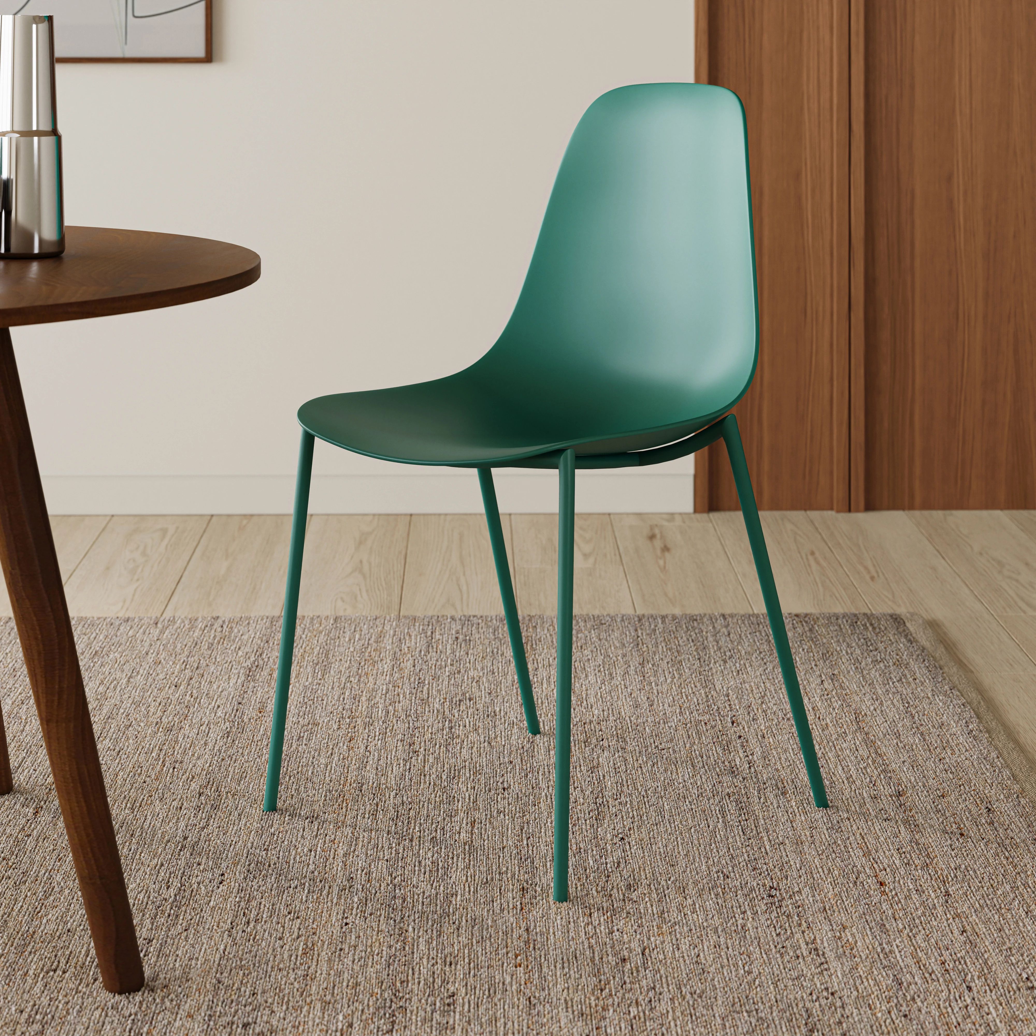 Dark Green Polypropylene Armless Dining Chair | Svelti | Article