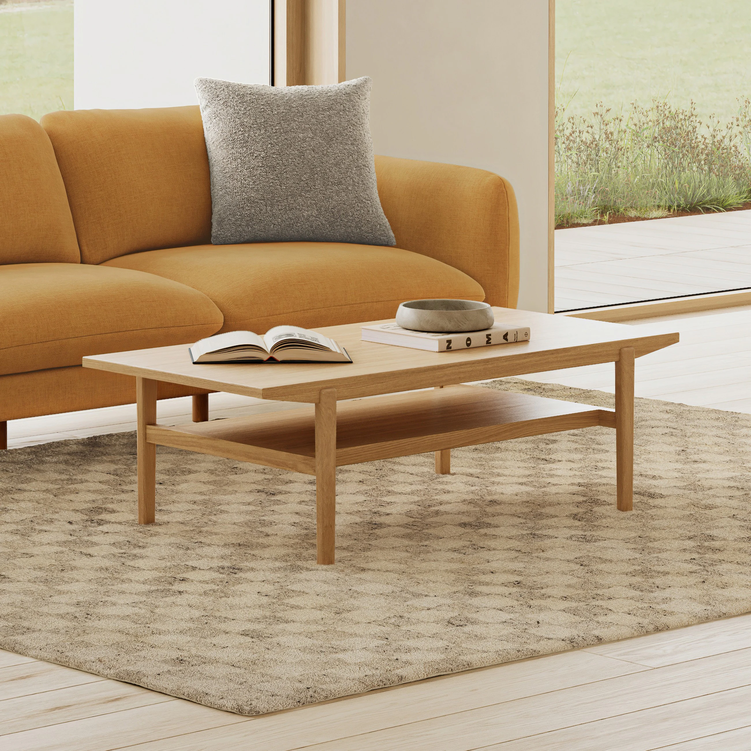 Cooper 51" Rectangular Coffee Table - Natural Oak