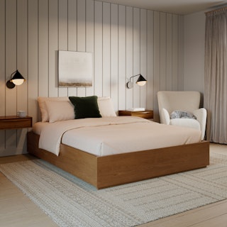 Leif Queen Platform Storage Bed - Smoked Oak