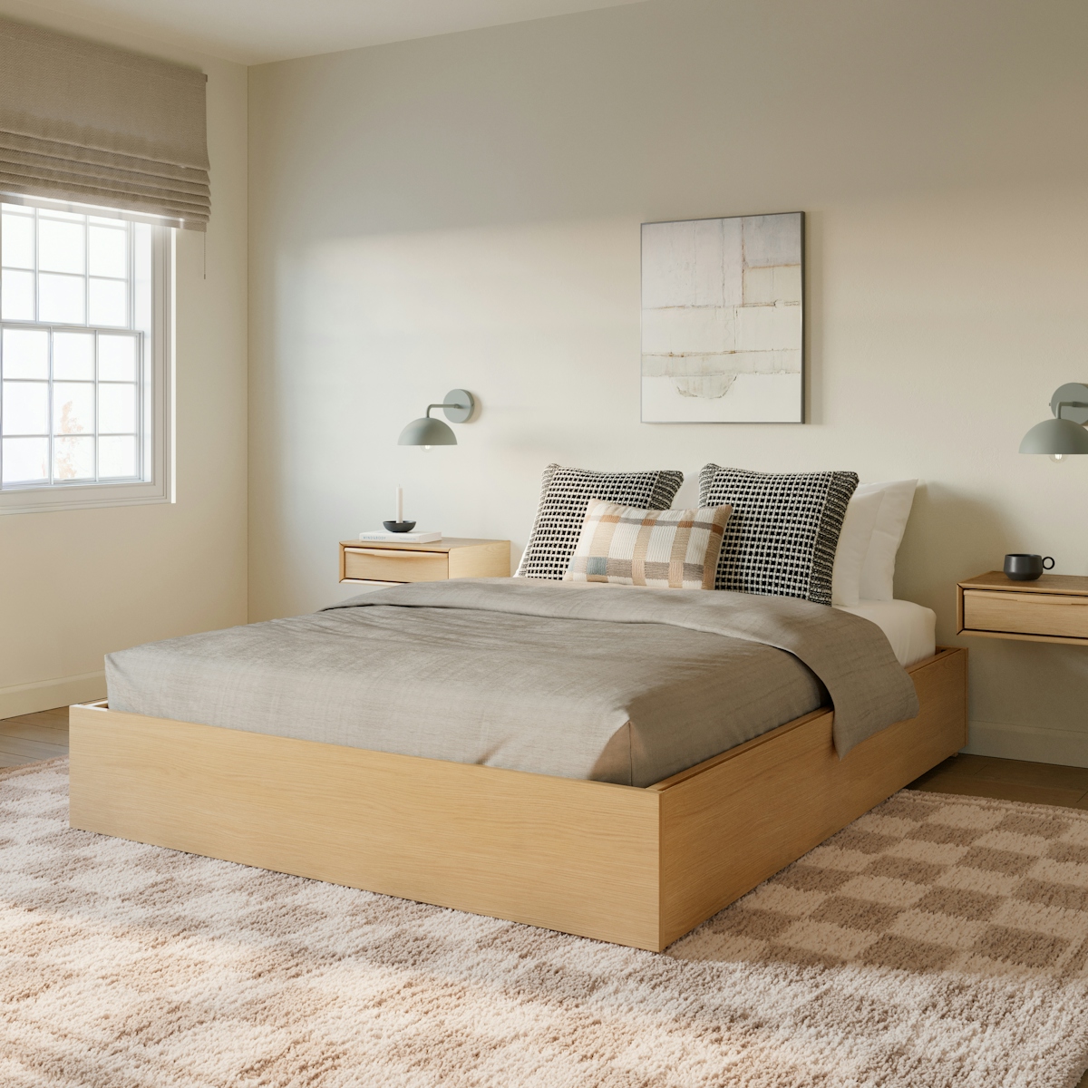 Leif Queen Platform Storage Bed - White Oak