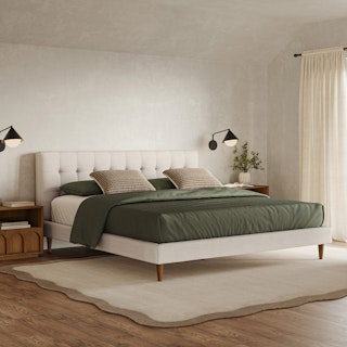 Sven King Tufted Bed - Biscuit Cream