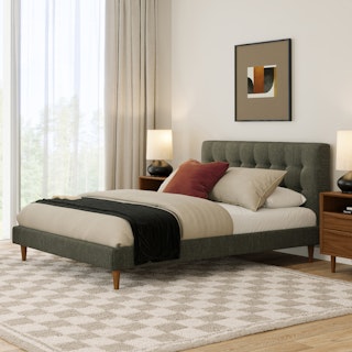 Sven Queen Tufted Bed - Fir Green