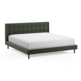 Sven King Tufted Velvet Bed - Plush Pacific Green