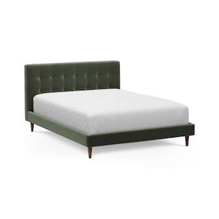 Sven Queen Tufted Velvet Bed - Plush Pacific Green