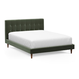 Sven Queen Tufted Velvet Bed - Plush Pacific Green
