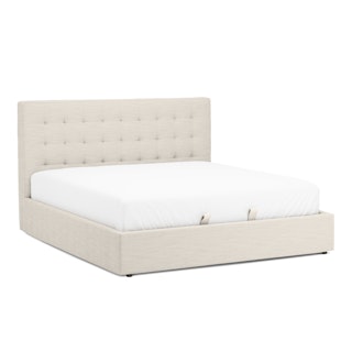 Sven King Tufted Storage Bed - Biscuit Cream