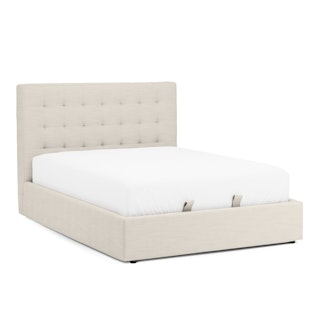 Sven Queen Tufted Storage Bed - Biscuit Cream