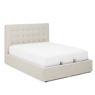 Sven Queen Tufted Storage Bed - Biscuit Cream