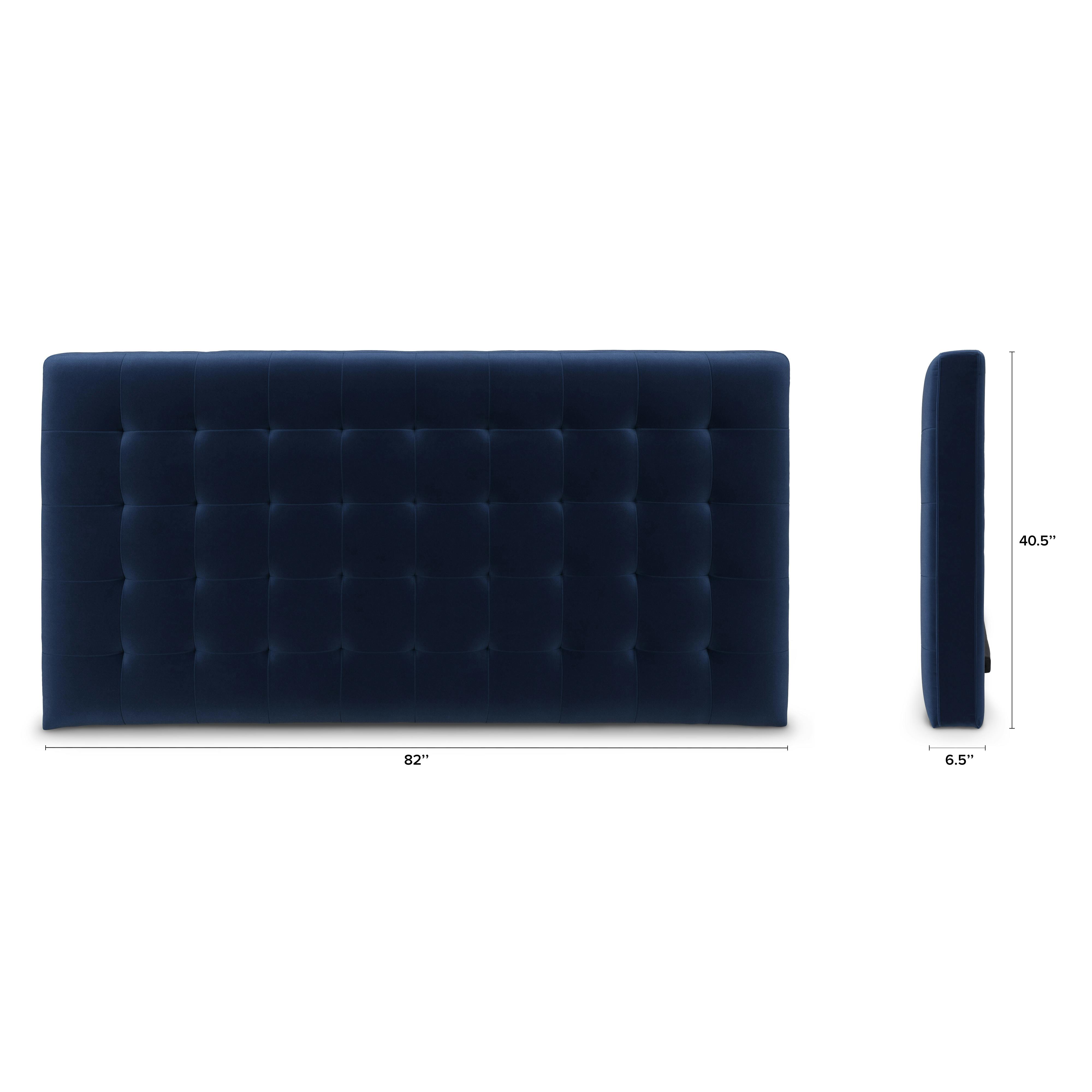 Sven Cascadia Blue Tufted Velvet King Size Wall Mounted 40.5