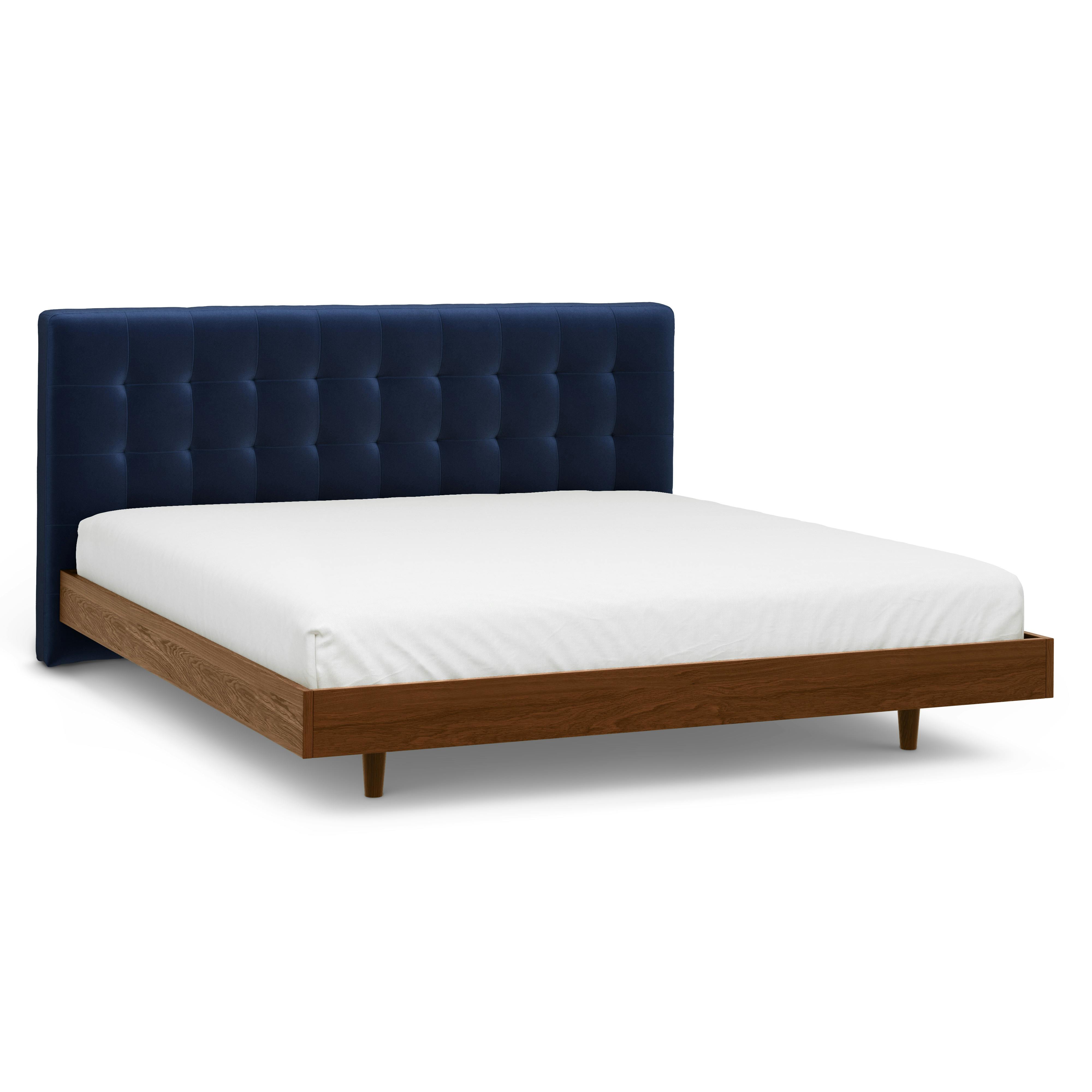 Sven Cascadia Blue Tufted Velvet King Size Wall Mounted 40.5