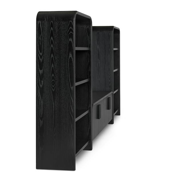 Faydra Black Ash Media Storage Set, Cable Management, Rounded Corners ...