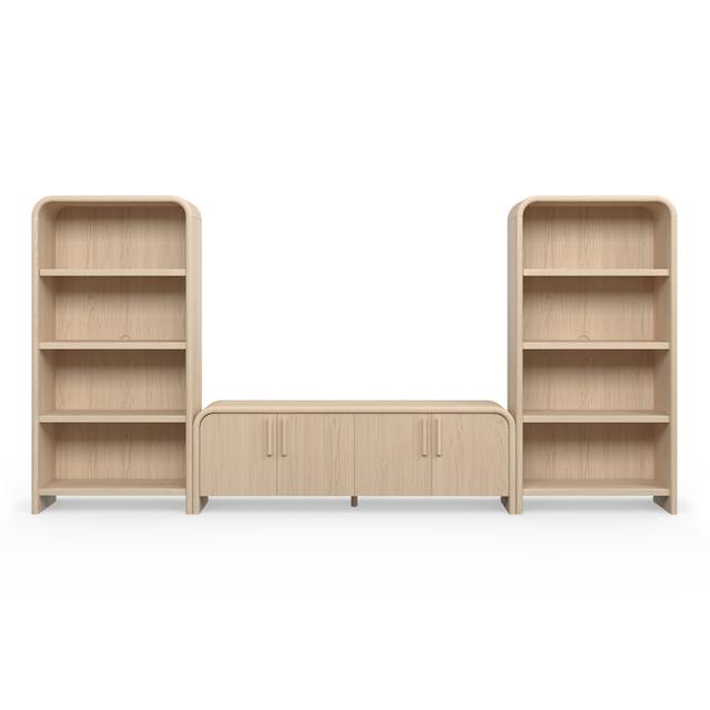 Faydra Natural Ash Media Storage Set, Cable Management, Rounded Corners ...