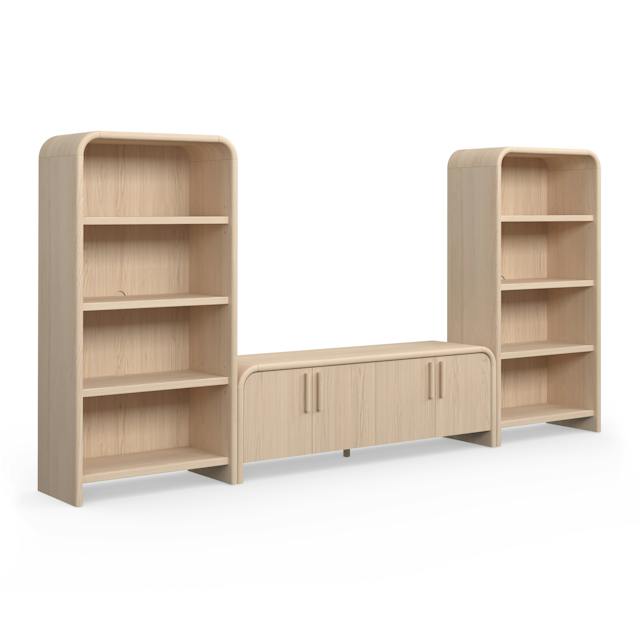 Faydra Natural Ash Media Storage Set, Cable Management, Rounded Corners ...