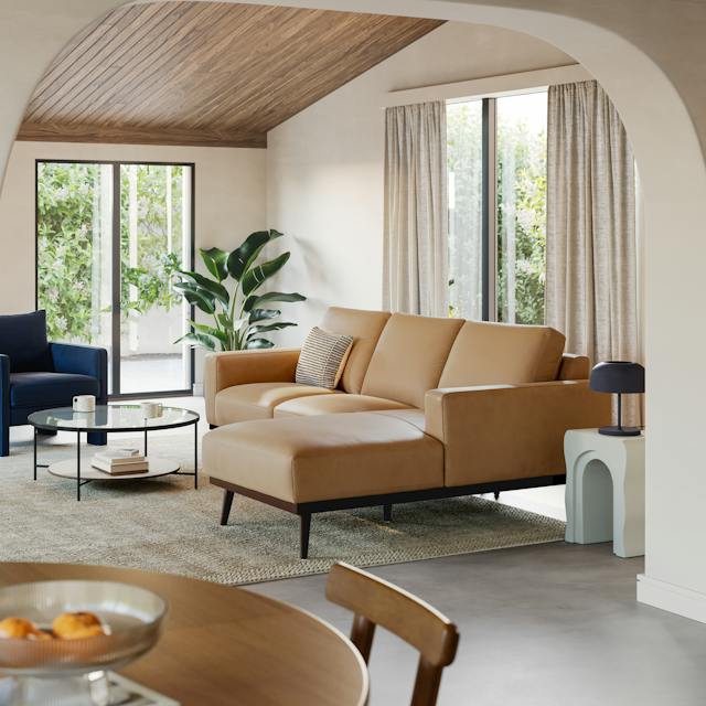 Rhett Charme Tan Leather Right Chaise Sectional | Article