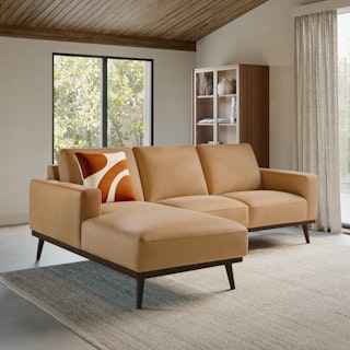 Rhett 93" Leather Left Chaise Sectional - Charme Tan