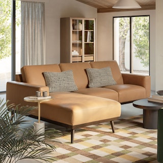 Rhett 93" Leather Left Chaise Sectional - Charme Tan