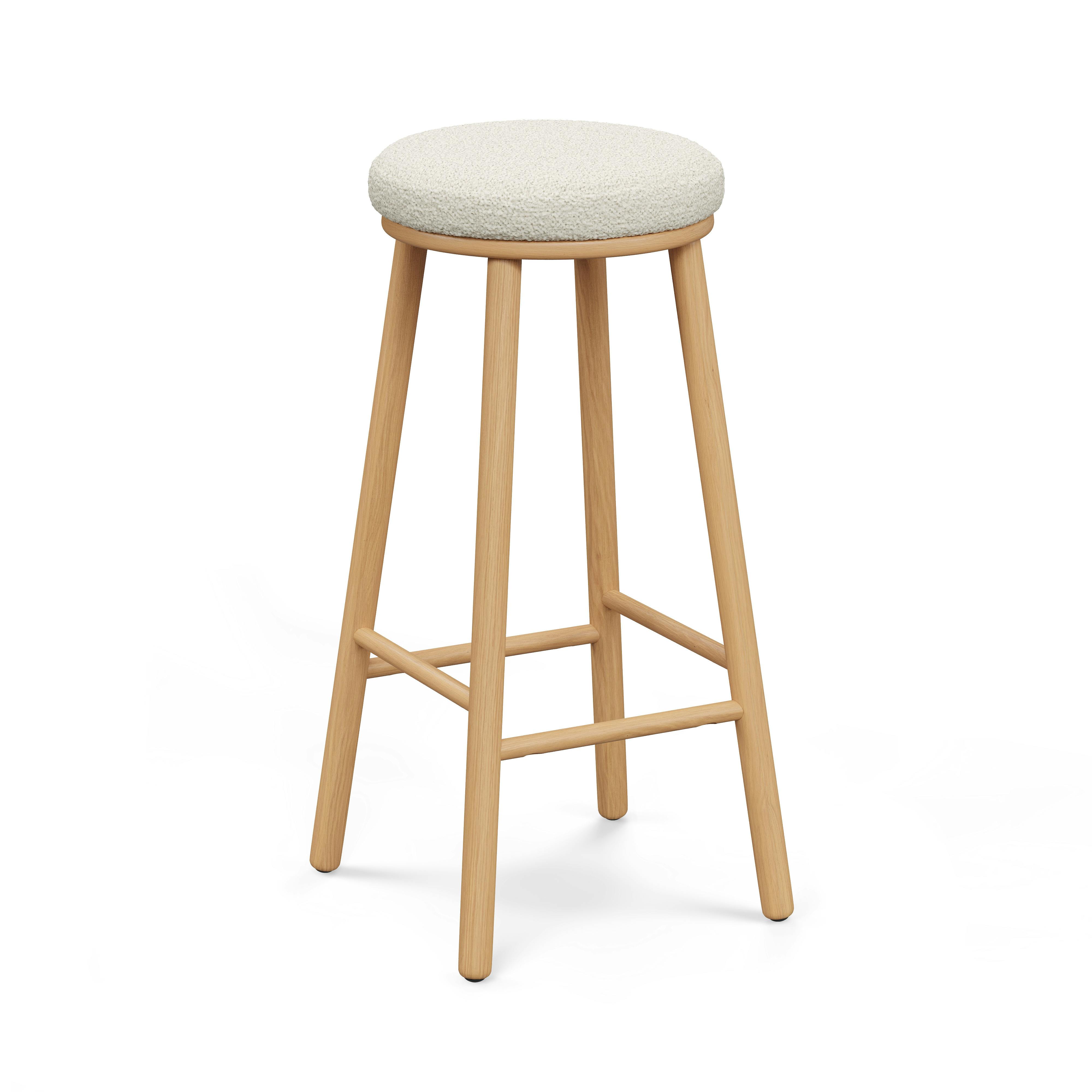 Nurmi Ivory Wool Bouclé White Oak Counter Stool | Article