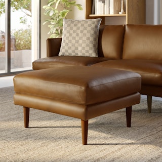 Burrard 29" Leather Ottoman - Bella Caramel