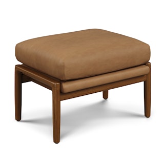 Bavel 25" Leather Ottoman - Charme Tan
