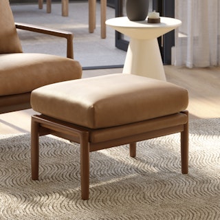 Bavel 25" Leather Ottoman - Charme Tan