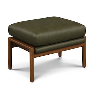 Bavel 25" Leather Ottoman - Charme Green