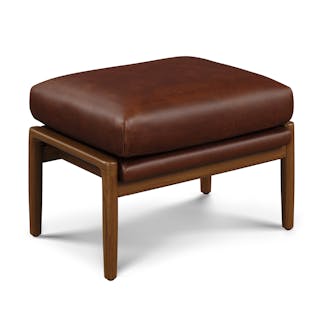Bavel 25" Leather Ottoman - Indiana Brown